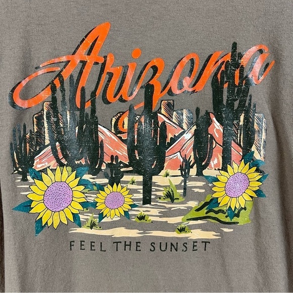 GILDAN Heavy Large Arizona Boho Graphic Tee Shirt Desert Cactus Sunflower Sunset - Picture 3 of 6